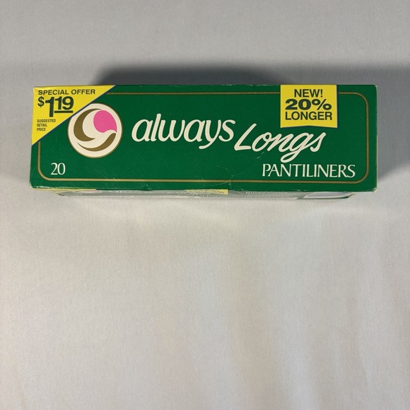NOS 1990 Always Long Pantyliners 20 Count NIB VTG Feminine Hygiene Retro P&G - Picture 2 of 8